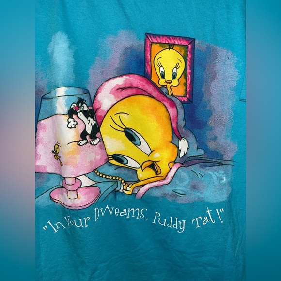 VINTAGE Tweety Bird Sylvester the Cat Nightgown 90s One Size Women’s Cartoon USA - Picture 2 of 7